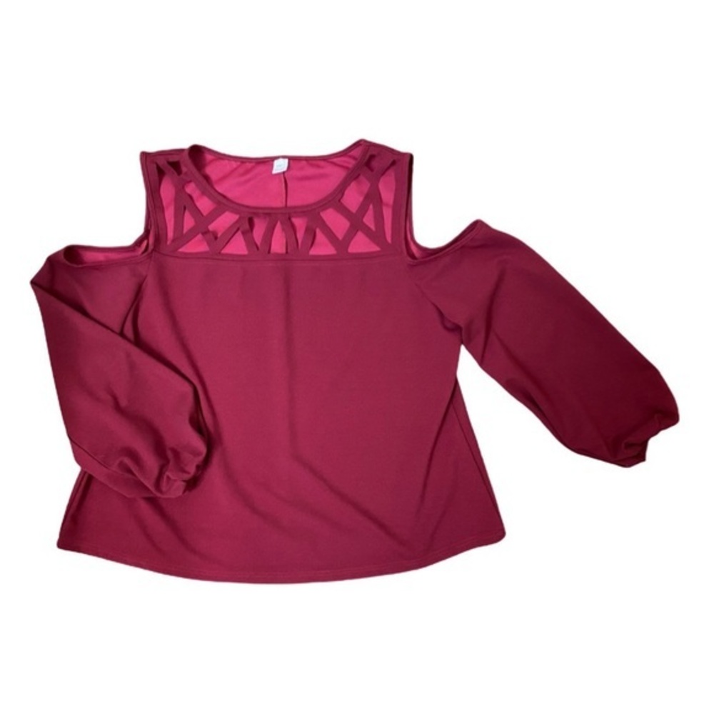 ROMWE Long-Sleeve Burgundy Blouse
